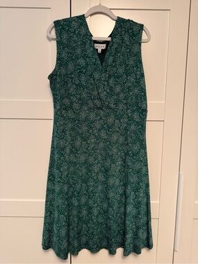 Gilli Emerald Green Sleeveless Knit V-Neck Midi Dress with Dot Print, 2X